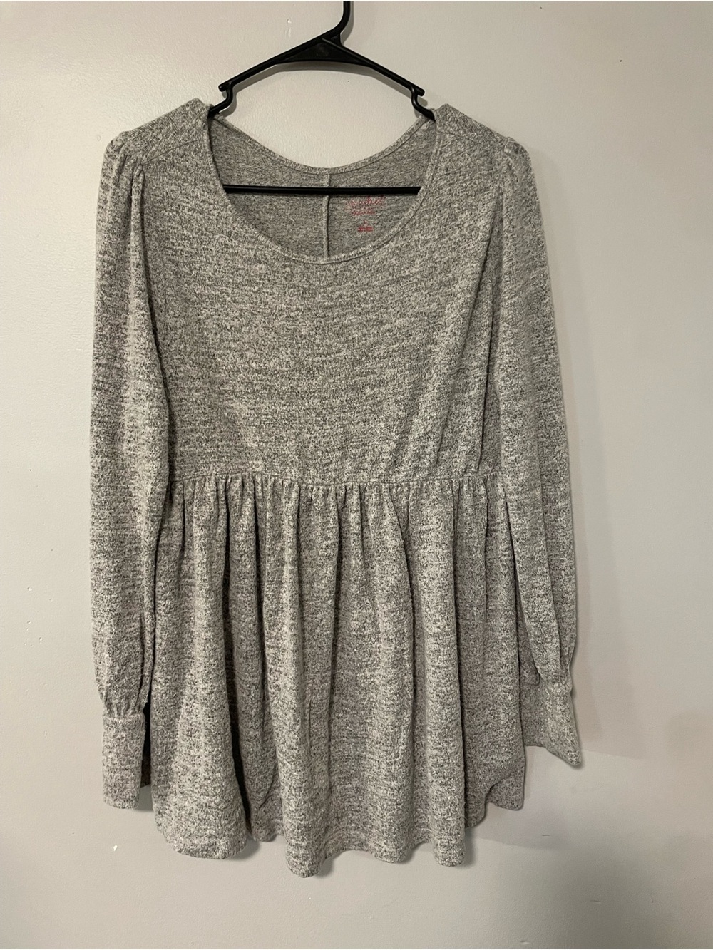 Cozy Heather Gray Long Sleeve Babydoll Top